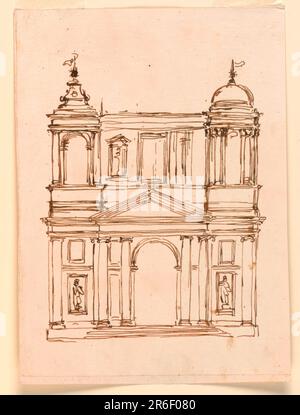 Höhe einer Kirche. Datum: 1746-1809. Stift und braune Tinte auf weißem, geflochtenem Papier. Museum: Cooper Hewitt, Smithsonian Design Museum. Stockfoto