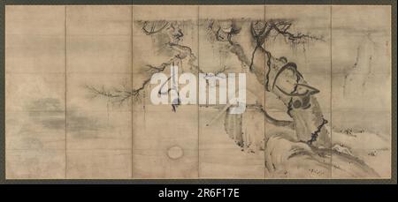 Affen und Bäume am Flussufer. Tinte auf Papier. Ursprung: Japan. Datum: 1568-1615. Zeitraum: Momoyama-Periode. Museum: Freer Gallery of Art und Arthur M. Sackler Gallery. Stockfoto