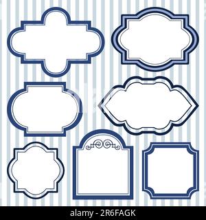 Sammlung von Vektorrahmen mit Platz für Ihren Text, Designs in sieben Varianten, vollständig skalierbare Vektorgrafik für einfache Bearbeitung und Farbwechsel, inc... Stock Vektor