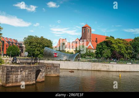 Die Kirche St. Mary on the Sand in Breslau. Eine katholische Kirche in Wrocław, Schlesien, auf einer kleinen Insel in der oder, im Herzen von Stockfoto