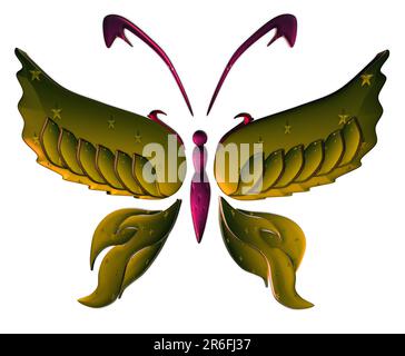 3D-mm-Schmetterling mit violetten Antennen Stockfoto