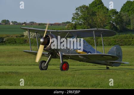Gloster Gladiator Mk1 G-AMRK, L8032 (K7985), in Old Warden, Biggleswade, Bedfordshire, England, Stockfoto