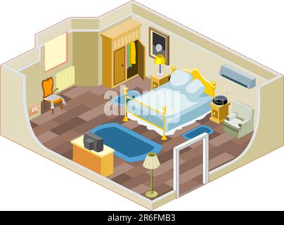 Möbel und Gegenstände, die in der Regel in einem Schlafzimmer verwendet werden Stock Vektor