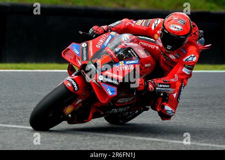 Mugello, Italien. 09. Juni 2023. Mugello International Circuit, Mugello, Italien, 09. Juni 2023, Francesco Bagnaia Ducati Lenovo MotoGP GP d'Italia Oakley während der Free Practice MotoGP Grand Prix von Italien - MotoGP World Championship Credit: Live Media Publishing Group/Alamy Live News Stockfoto