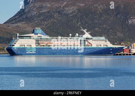 Kreuzfahrtschiff Empress (Pullmantur / Royal Caribbean International) in Lofoten, Norwegen | 2020: Verkauft an indische Kreuzfahrtlinie Cordelia Cruises als Empress Stockfoto