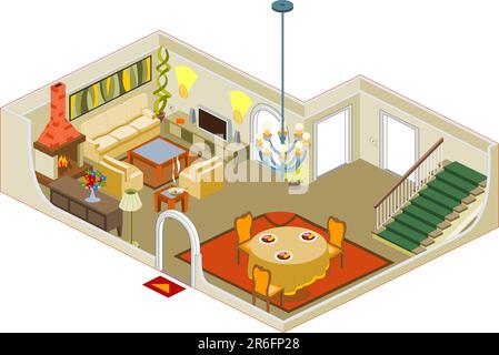 Möbel und Gegenstände, die in der Regel in einem Wohnzimmer verwendet werden Stock Vektor
