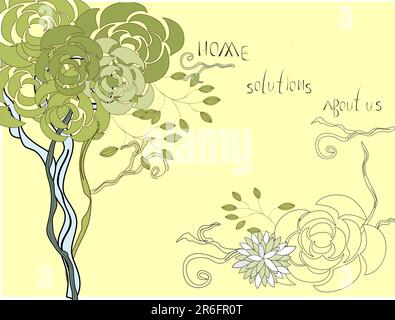 Website, Broschürenvorlage mit Baum. Alle bearbeitbaren Vektorelemente. Stock Vektor