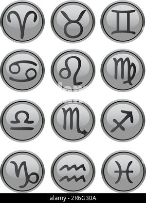 Zodiac-Symbolsatz Vektorgrau Stock Vektor
