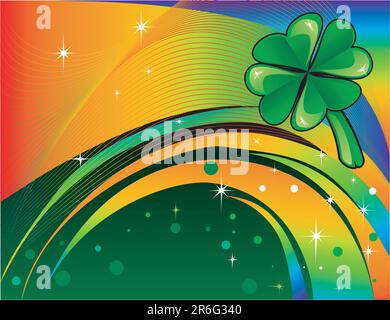 Vektor abstrakte Kleeblatt mit Regenbogen farbige Hintergrund. St. Patricks Day Background. Stock Vektor