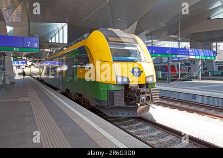 Wien, Osterreich - Juni 17 2018: Zug des Ventus am Bahnhof Wien Hbf. Stockfoto