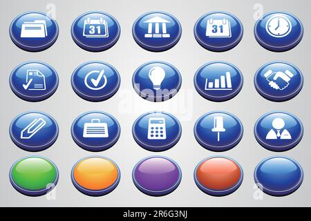 Business Icons Round Perspective Stock Vektor