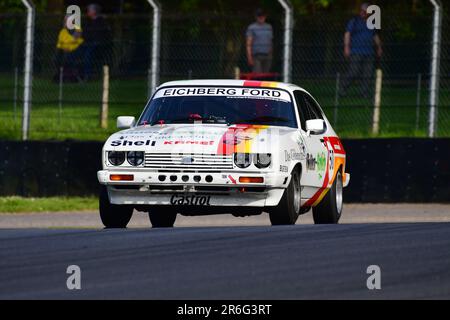 Mark Thomas, Ford Capri, HRDC „Gerry Marshall“ Trophy Series, über 30 Autos auf dem Spielfeld für ein fünfundvierzig Minuten dauerndes Rennen mit zwei Fahrern vor den 1980ern Stockfoto