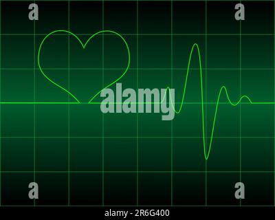 Herz-EKG mit Herzen auf sie Vektor-Illustration Stock Vektor