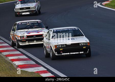 Tom Shephard, Jim Morris, Volkswagen Scirocco GTi, HRDC „Gerry Marshall“ Trophy Series, über 30 Autos auf dem Spielfeld für eine 45-minütige zwei-Fahrer-Ra Stockfoto