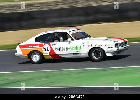 Mark Thomas, Ford Capri, HRDC „Gerry Marshall“ Trophy Series, über 30 Autos auf dem Spielfeld für ein fünfundvierzig Minuten dauerndes Rennen mit zwei Fahrern vor den 1980ern Stockfoto