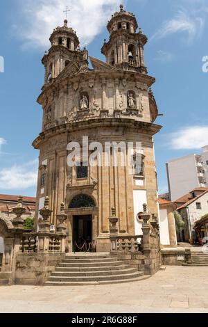 Pontevedra, Spanien - 14. Mai 2023: Wallfahrtsschrein. Erbaut auf einem Platz im historischen Zentrum von Pontevedra im Jahr 1778. Barockstil mit Neoklassizität Stockfoto