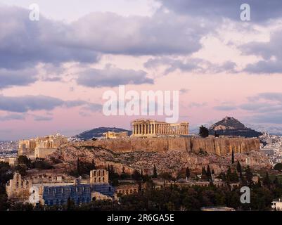 Parthenon in Golden Hour, Akropolis, Athen Stockfoto