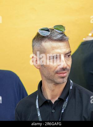 9. Juni 2023; Autodromo Internazionale del Mugello, Scarperia e San Piero, Florenz, Italien; 2023. Italienischer MotoGP-Trainingstag; Marco Melandri auf der Pit Lane Credit: Action Plus Sports Images/Alamy Live News Stockfoto