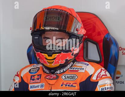 9. Juni 2023; Autodromo Internazionale del Mugello, Scarperia e San Piero, Florenz, Italien; 2023. Italienischer MotoGP-Trainingstag; Marc Marquez Repsol Honda Team Credit: Action Plus Sports Images/Alamy Live News Stockfoto