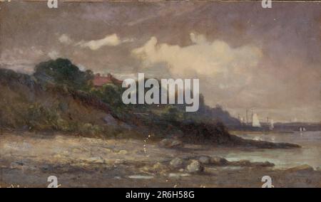 Unbenannt (Küste mit Segelbooten und Dach). Datum: 1893. Öl auf Segeltuch. Museum: Smithsonian American Art Museum. Stockfoto