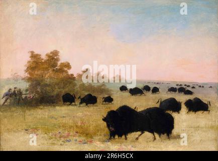 Catlin und Party Stalking Buffalo, Upper Missouri. Öl auf Segeltuch. Datum: 1846-1848. Museum: Smithsonian American Art Museum. George Catlin. Stockfoto