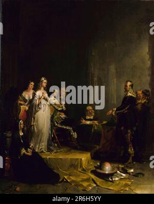 Kolumbus vor der Königin. Datum: 1841. Öl auf Segeltuch. Museum: Smithsonian American Art Museum. Königin Isabella. Stockfoto