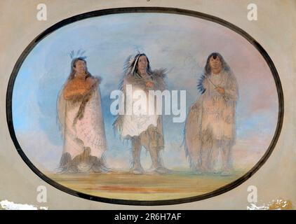 Little Bear, Steep Wind, The Dog; drei angesehene Krieger des Sioux-Stammes. Öl auf Pappe. Datum: Ca. 1865-1871. Museum: Smithsonian American Art Museum. Stockfoto