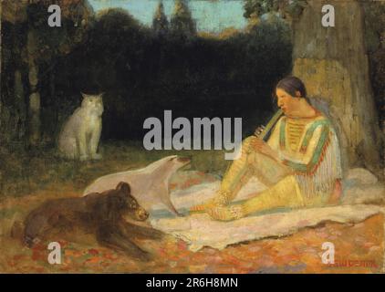 Der Flötenspieler. Datum: N.V. Öl auf Leinwand. Museum: Smithsonian American Art Museum. Stockfoto