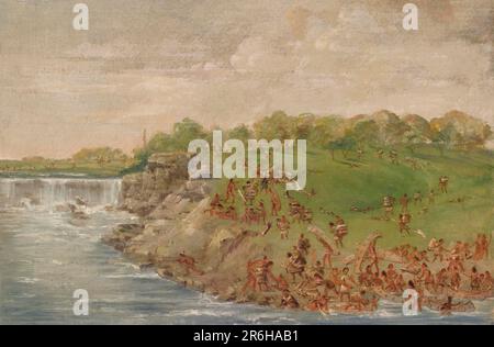 Ojibwa fährt um die Fälle von St. Anthony. Öl auf Segeltuch. Datum: 1835-1836. Museum: Smithsonian American Art Museum. Stockfoto