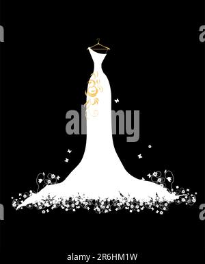Hochzeit Kleid weiß auf Kleiderbügeln Stock Vektor