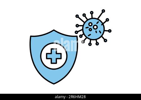 Symbol für Virenschutz. Symbol im Zusammenhang mit Immun-, Grippekeim-, Antiseptikum-, Hygiene-Schild. Zweifarbiges Icon-Design. Einfache Vektorkonstruktion editierbar Stock Vektor