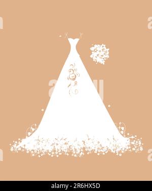 Hochzeit Kleid weiß auf Kleiderbügeln Stock Vektor