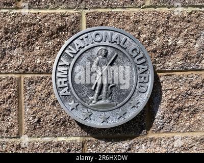 Armeesiegel der Nationalgarde, Emblem an der Wand - USA - 2023 Stockfoto