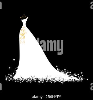 Hochzeit Kleid weiß auf Kleiderbügeln Stock Vektor