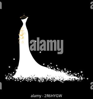 Hochzeit Kleid weiß auf Kleiderbügeln Stock Vektor