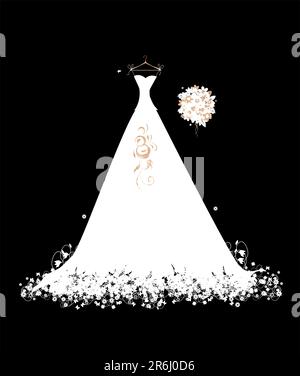 Hochzeit Kleid weiß auf Kleiderbügeln Stock Vektor