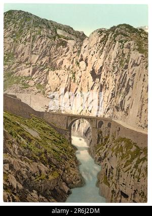 Teufelsebrücke 'Devil's Bridge', Andermatt, Uri, Schweiz. Stockfoto