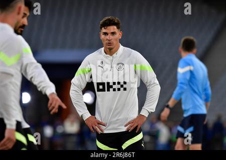 Istanbul, Türkei. 09. Juni 2023. Julian Alvarez (19) aus Manchester City wurde während eines letzten Trainings vor dem Finale der UEFA Champions League zwischen Manchester City und Inter im Atatürk-Stadion in Istanbul gesehen. (Foto: Gonzales Photo/Alamy Live News Stockfoto