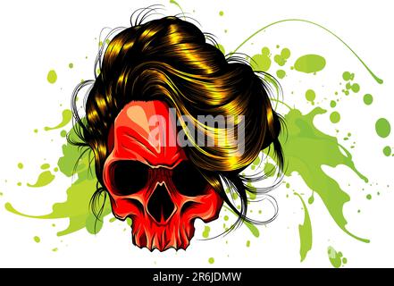 Darstellung des roten Farbvektors des Schädels auf weißem Hintergrund Stock Vektor