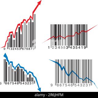 Business Wachstum, Erfolg und Misserfolg Depression-Grafik gemacht von Barcode (Vektor) Stock Vektor