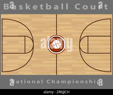 Ein Übersichtsbild ein Basketballfeld. Stock Vektor