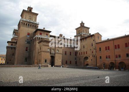 Ferrara - Italien - Castello Estense - das wichtigste Denkmal der Stadt Stockfoto
