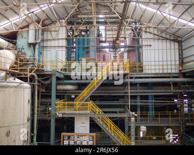 Inneneinrichtung der alten Zuckerraffinerie im Taiwan Sugar Museum in Kaohsiung, Taiwan. Das Werk wurde 1999 eingestellt. Stockfoto