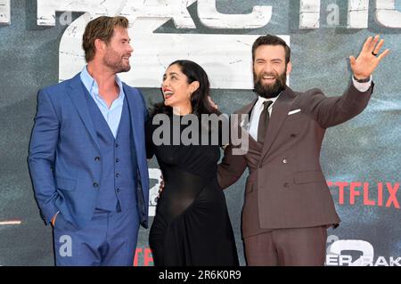 Chris Hemsworth, Golshifteh Farahani und Sam Hargrave beim Special Screening des Kinofilms „Tyler Rake: Extraction 2" im Zoo Palast. Berlin, 09.06.2023 Stockfoto