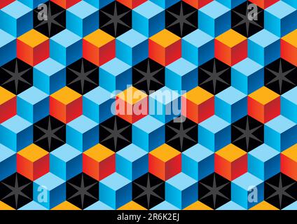Kontrastfarben, Kindersteine, 3D-Muster mit Sternen. Vektordarstellung. Stock Vektor
