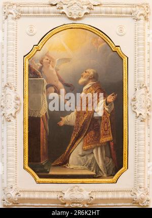 NEAPEL, ITALIEN - 20. APRIL 2023: Das Bild der Vision von St. Philip Neri in der Kirche Chiesa della Santissima Trinita dei Pellegrini von Paolo Vetri Stockfoto