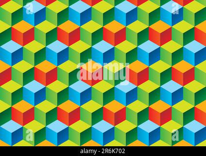 Dreifarbige Kindersteine, 3D-Muster. Vektordarstellung. Stock Vektor