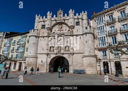 Santa Maria Tor, Burgos, UNESCO-Weltkulturerbe, Kastilien und Leon, Spanien, Europa Stockfoto