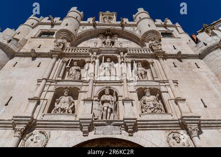 Santa Maria Tor, Burgos, UNESCO-Weltkulturerbe, Kastilien und Leon, Spanien, Europa Stockfoto