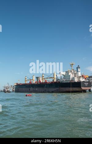 Das Massengutschiff Sophiana Majuro im Hafen von Laayoune, Marokko Stockfoto